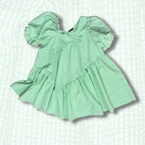 Simple Green and White Gingham Fabric